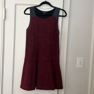Sanctuary dress dark red with leather detail